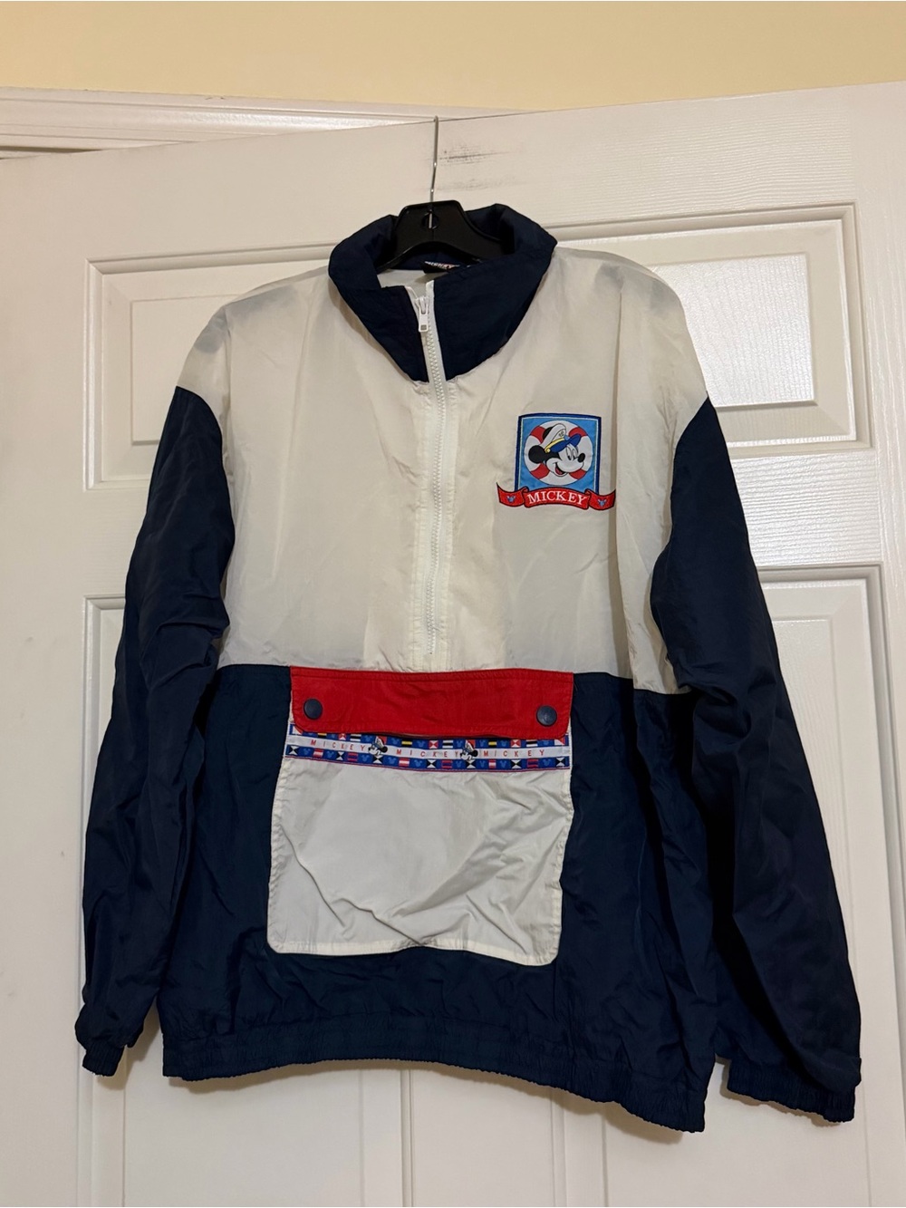 Vintage Nautical Mickey Mouse Pullover Half-Zip Windbreaker Jacket Jerry Leigh M